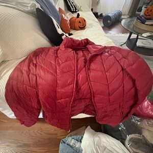 Michael Kors Red Puffer Jacket with Gold Zipper